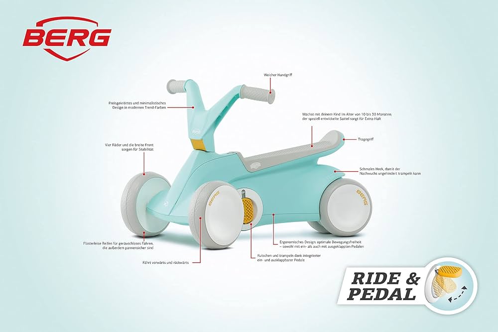 Berg GO2 - 2-in-1 プッシュペダル ゴーカート Amazon.com: Berg GO² 2in1 Push Car Blue | Ride on with